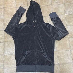 Tracksuit Charcoal Velour Zip-Up Hoodie Size M